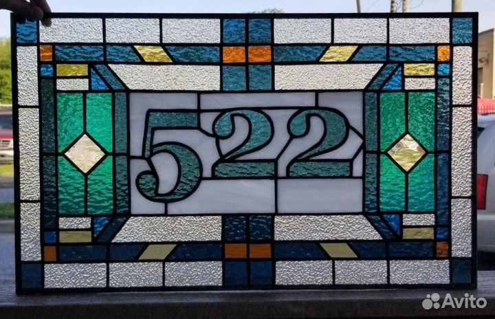 Табличка с номером дома витраж