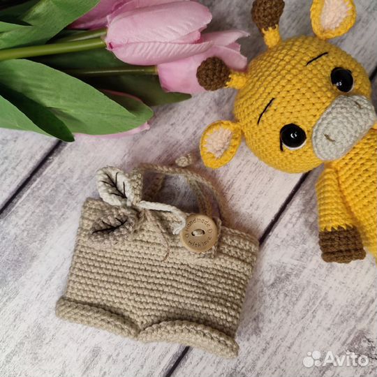 Вязанный жирафик из полухлопковой пряжи