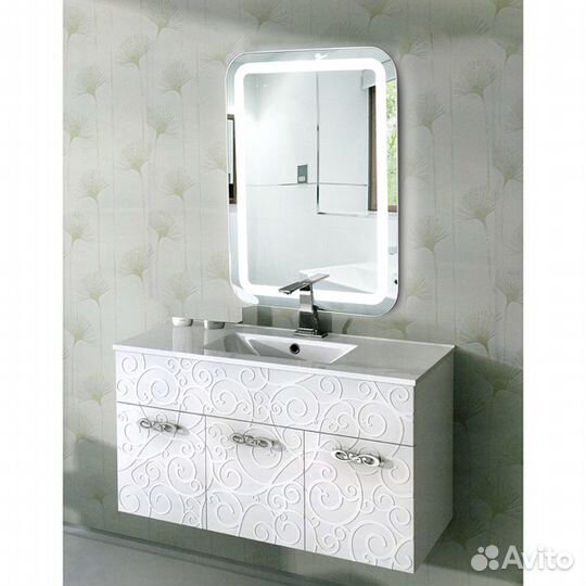 Зеркало Континент Lucia LED 80x90 белое LED под