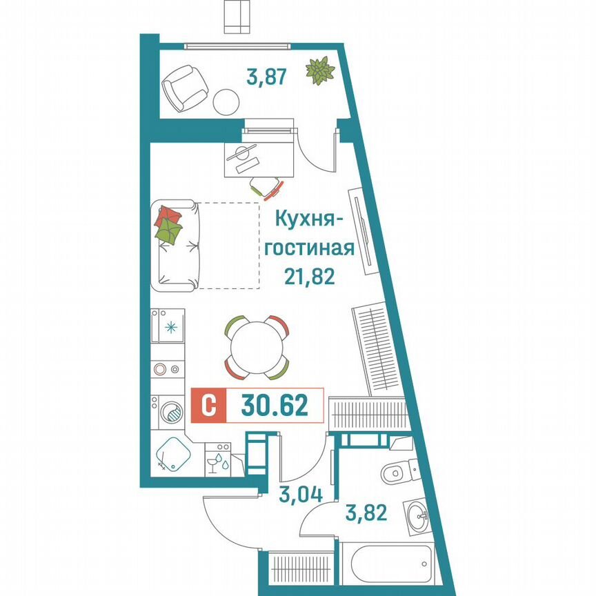 Квартира-студия, 30,6 м², 11/18 эт.