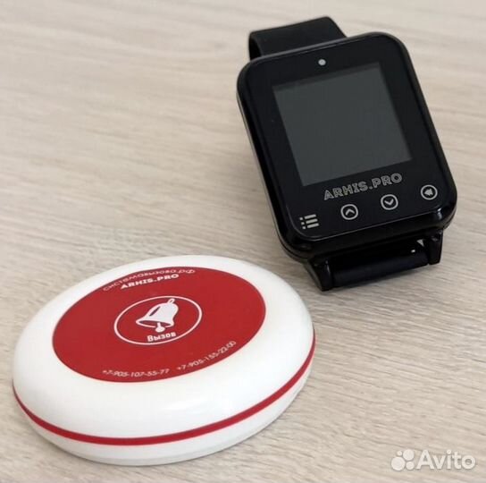 Кнопка вызова официанта и часы пейджер Элит