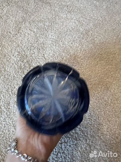 Хрустальная ваза алмазная грань синяя СССР