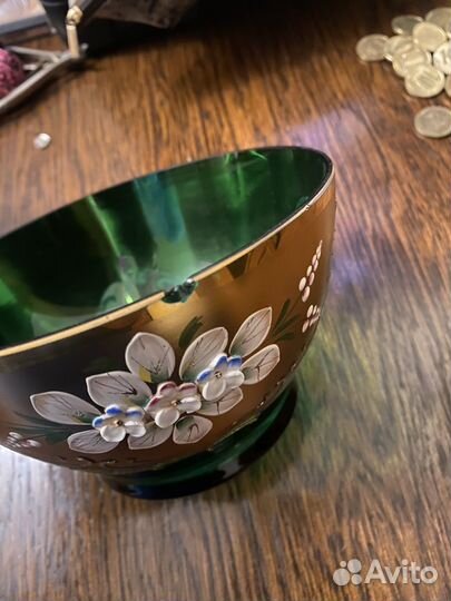 Конфетница Богемия смальта лепка Чехословакия