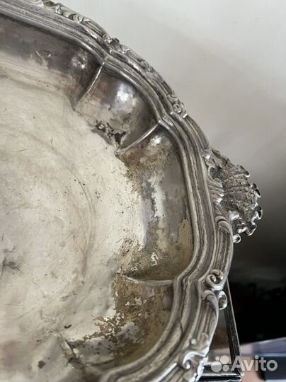 Блюдо антикварное 33х29 серебрение. Англия, 19 в