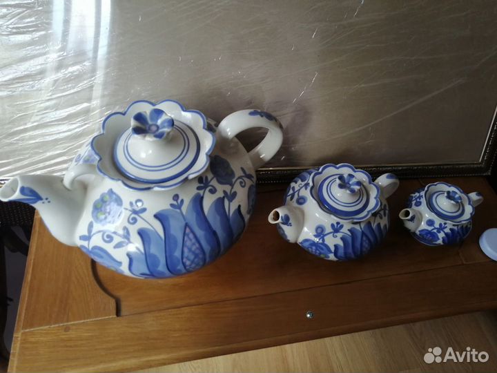 Чайники фаянс 3 штуки в наборе