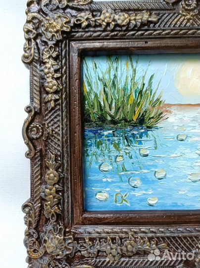 Картина маслом в рамке Пейзаж с прудом