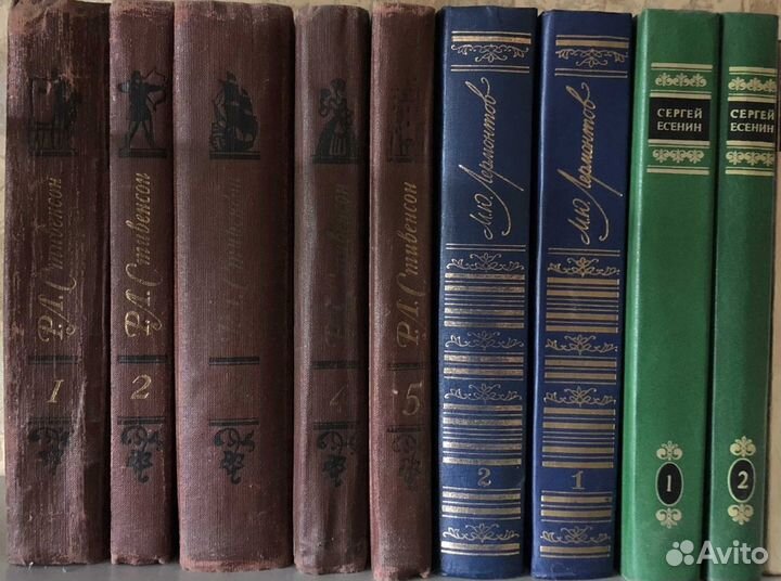 Книги Лермонтов,Лесков, Есенин, Стивенсон