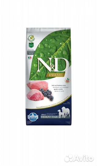 Корм для собак Farmina N&D Prime ягнёнок черника