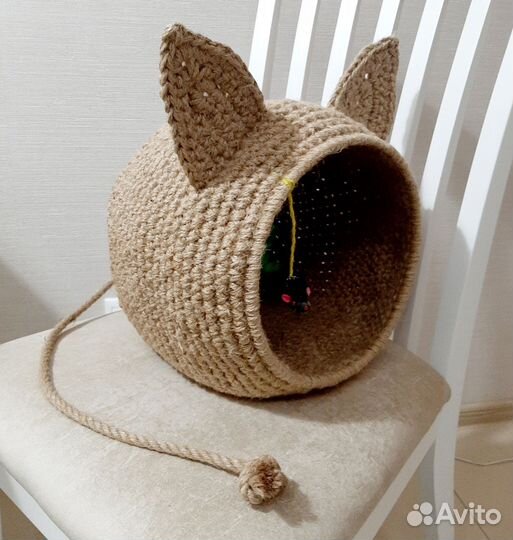 Кошачий домик из джута