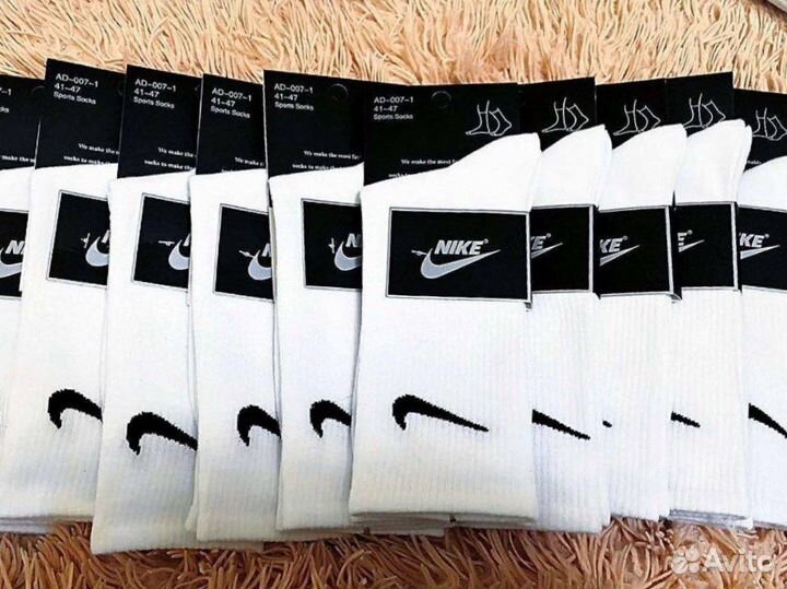 Носки nike высокие белые