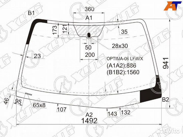 Лобовое стекло на Kia Magentis 05-08г