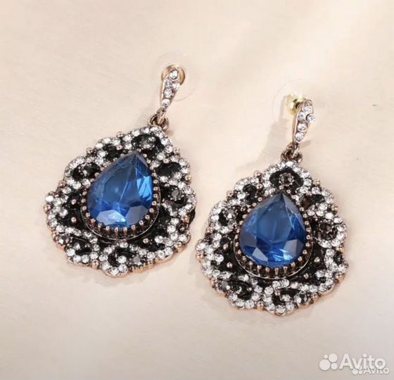 Серьги гвоздики, покрытие антикварное золото