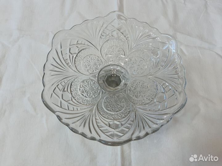 Хрустальная ваза для фруктов на ножке СССР