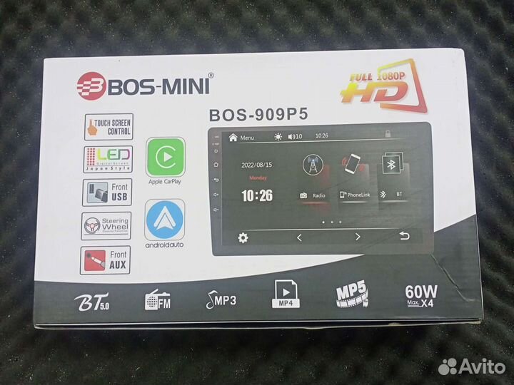 Магнитола 2 din 9 дюймов BOS mini 909 P5