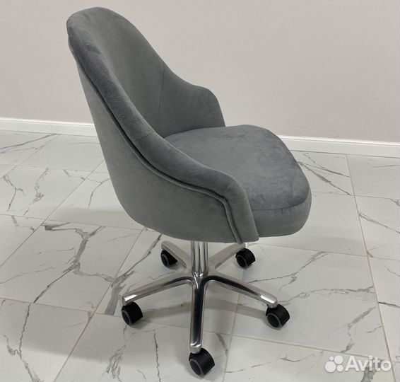 Стул на колесиках Липари, серый велюр