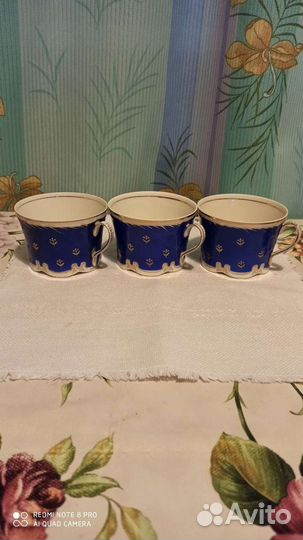 3 чайные чашки с блюдцами.Вербилки.1940 годы