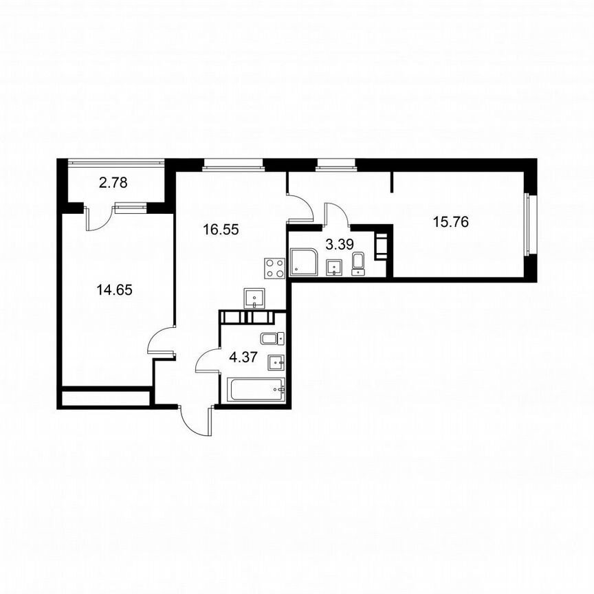 2-к. квартира, 56,1 м², 3/9 эт.
