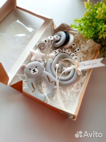 Именной держатель для соски,прорезыватель грызунок