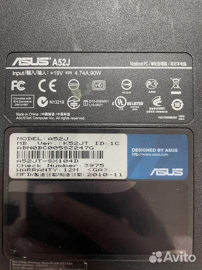 Asus A52J в разбор