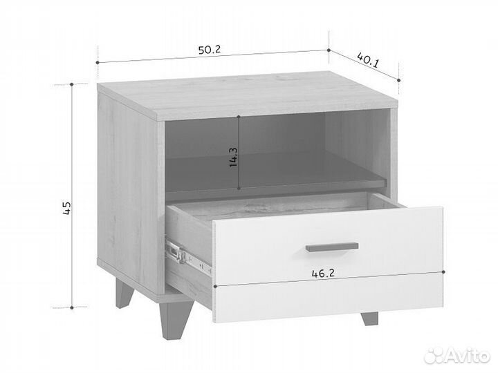 Тумба прикроватная Окленд Дуб Ирландский