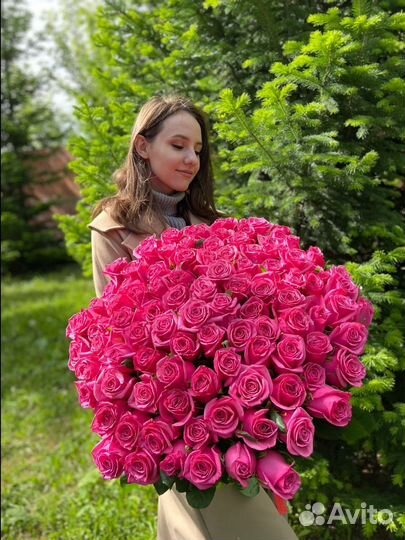 Розы голландские с доставкой 101 шт