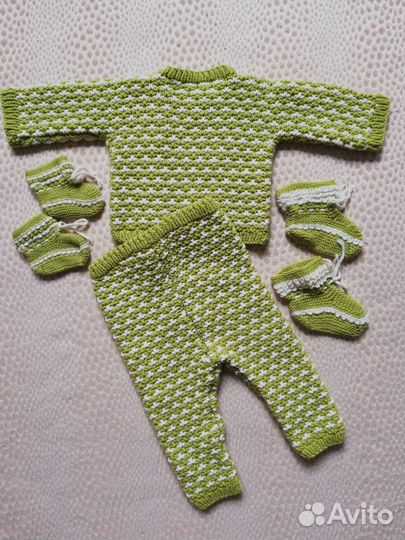 Вязаный костюм из мериноса на 6-9 мес