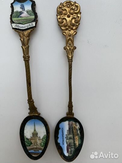Ложки с видами городов.Горячая эмаль.СССР