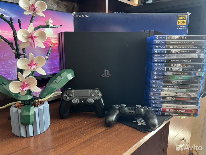 Ps4 Pro+2геймпада+игры+коробка