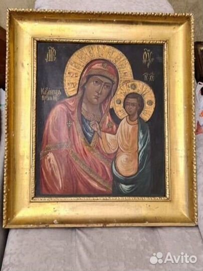 Старинная Икона.19 в.Казанская.90х76 см Сусал