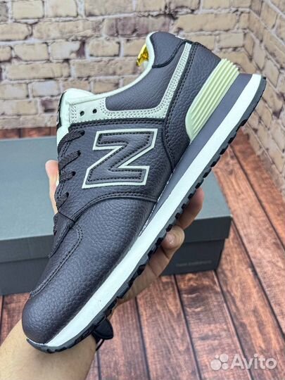 Кроссовки new balance 574 кожаные коричневые