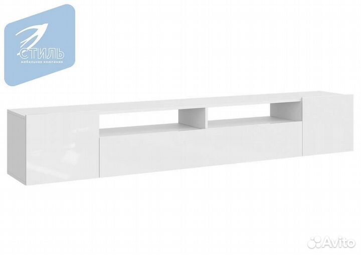 Подвесная тумба под тв Соло16, белый глянец