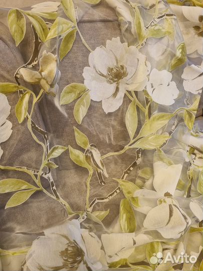 Шторы тюль с цветами и птичками 240 240 см