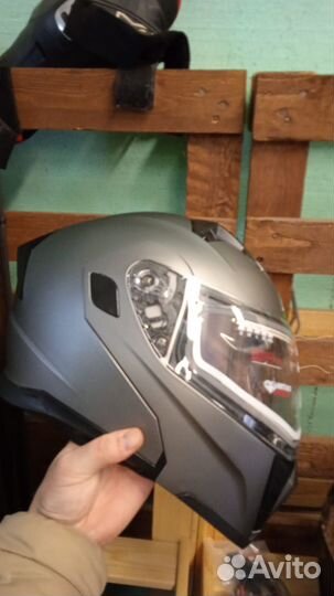 Снегоходный/зимний шлем, металик