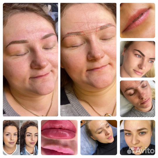 Перманентный макияж брови губы