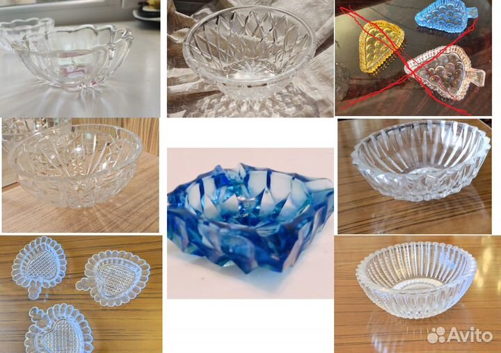Цветное стекло, хрусталь 1960-1990гг