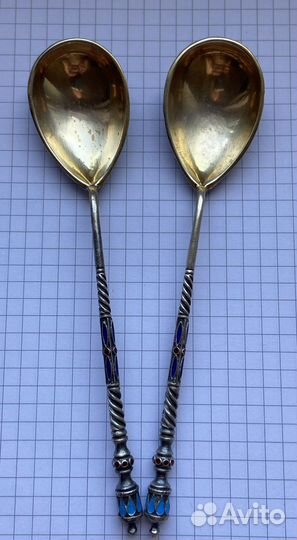 Серебрянная ложка 84 пробы эмаль
