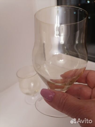 Кувшин синее богемское стекло Чехословакия 1970 г