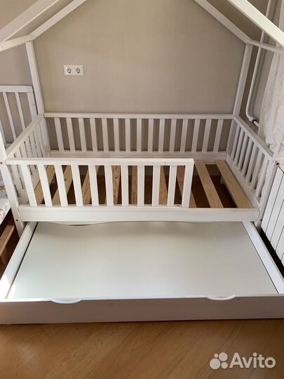 Детская кровать домик, 80*160, белая, эмаль