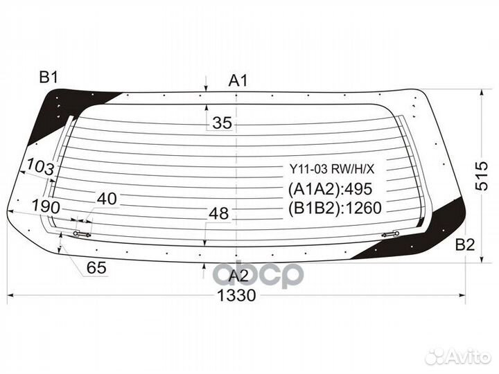 Стекло заднее (Цвет зеленый/ Обогрев) Nissan AD