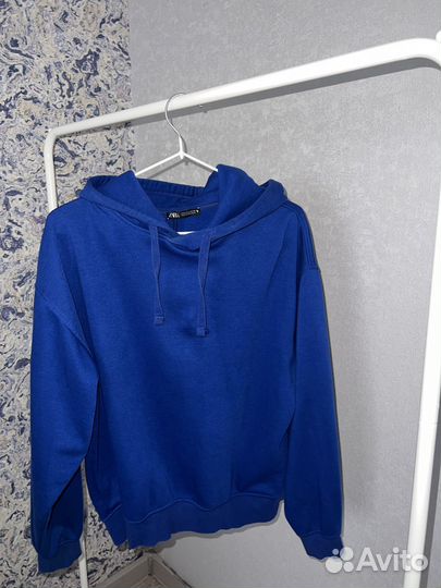Синяя толстовка с капюшоном zara
