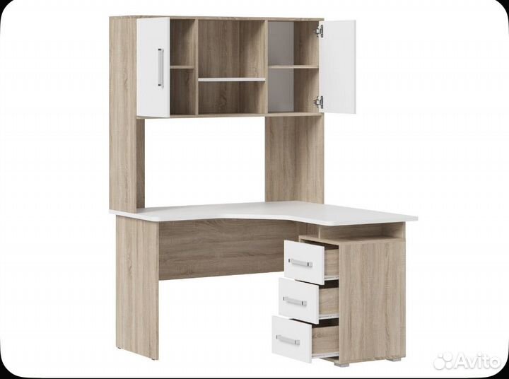 Угловой письменный стол с надстройкой 120*120 см