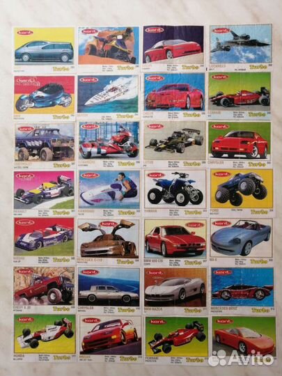 Вкладыши от жвачки turbo