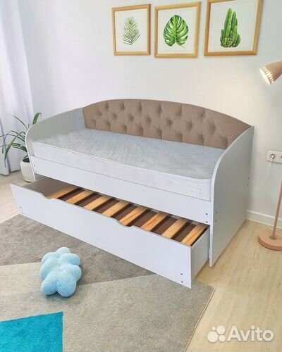 Кровать мягк спинка детская доп место лдсп
