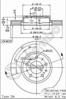 Диск тормозной UV Coated перед 09556821 Brembo
