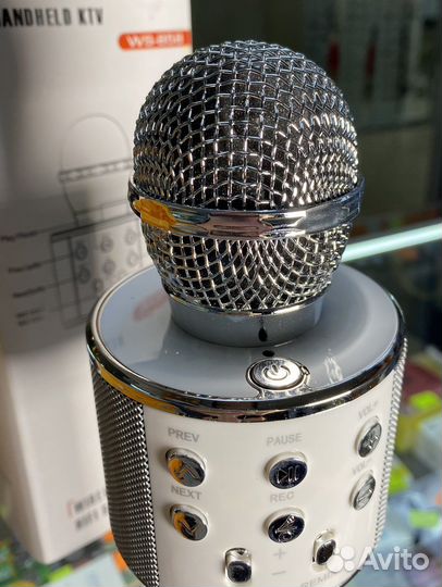 Беспроводной караоке-микрофон WS-858 (серебристый)