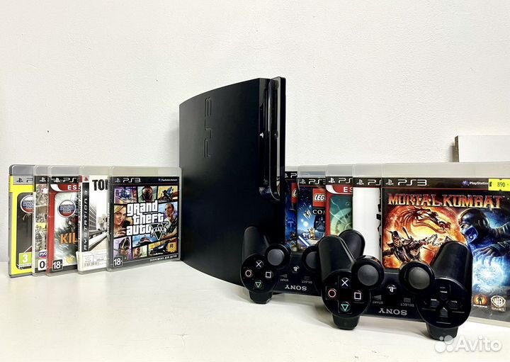 Игровая приставка PS3 Slim 500gb 40+ игр HEN