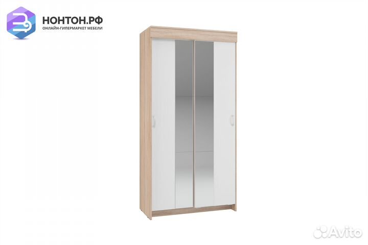 Шкаф-купе Бассо 1.0 м с 2-мя зеркалами дуб сонома