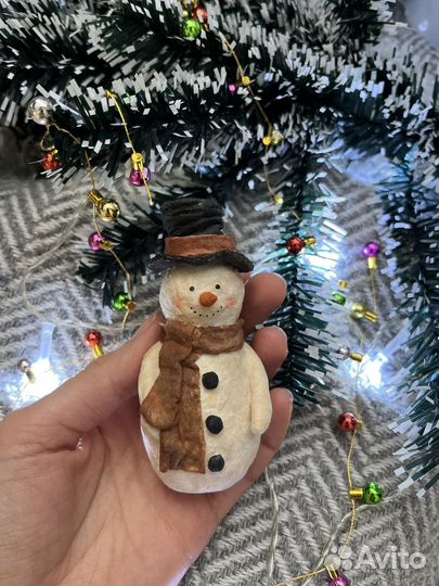 Ватная игрушка снеговик