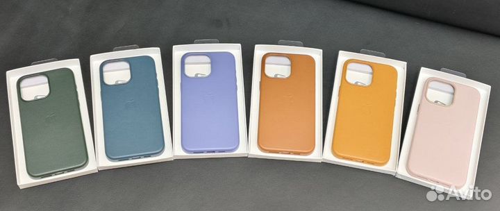 Чехол на iPhone 15/15 Pro/15 Pro Max кожаный с Mag