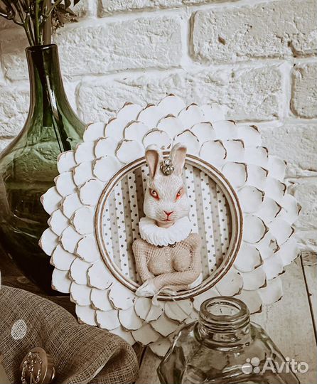Зайка барельеф в рамочке, авторская